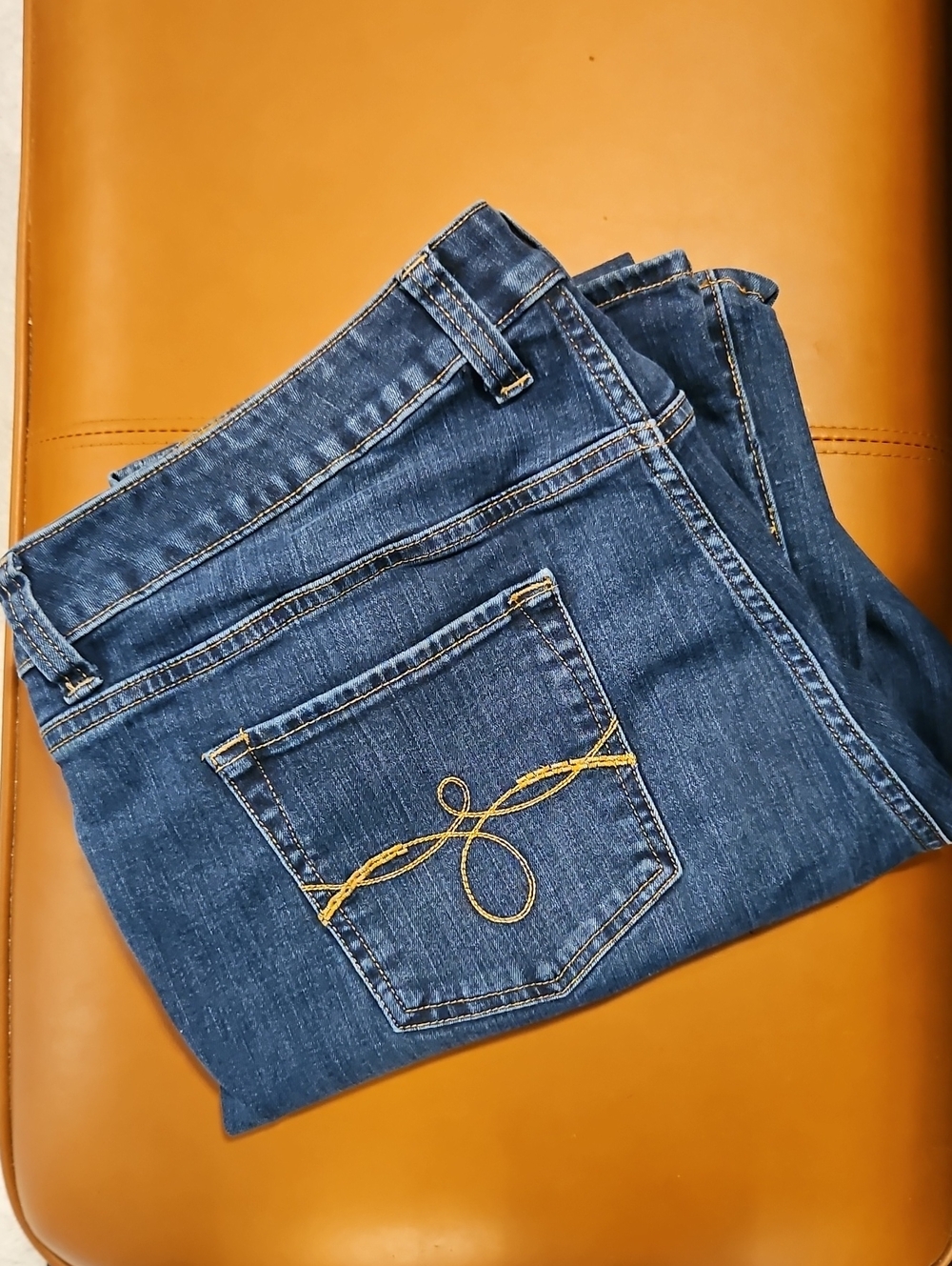 Lucky Brand Dark Blue Boot Cut Jeans with Gold Stitching